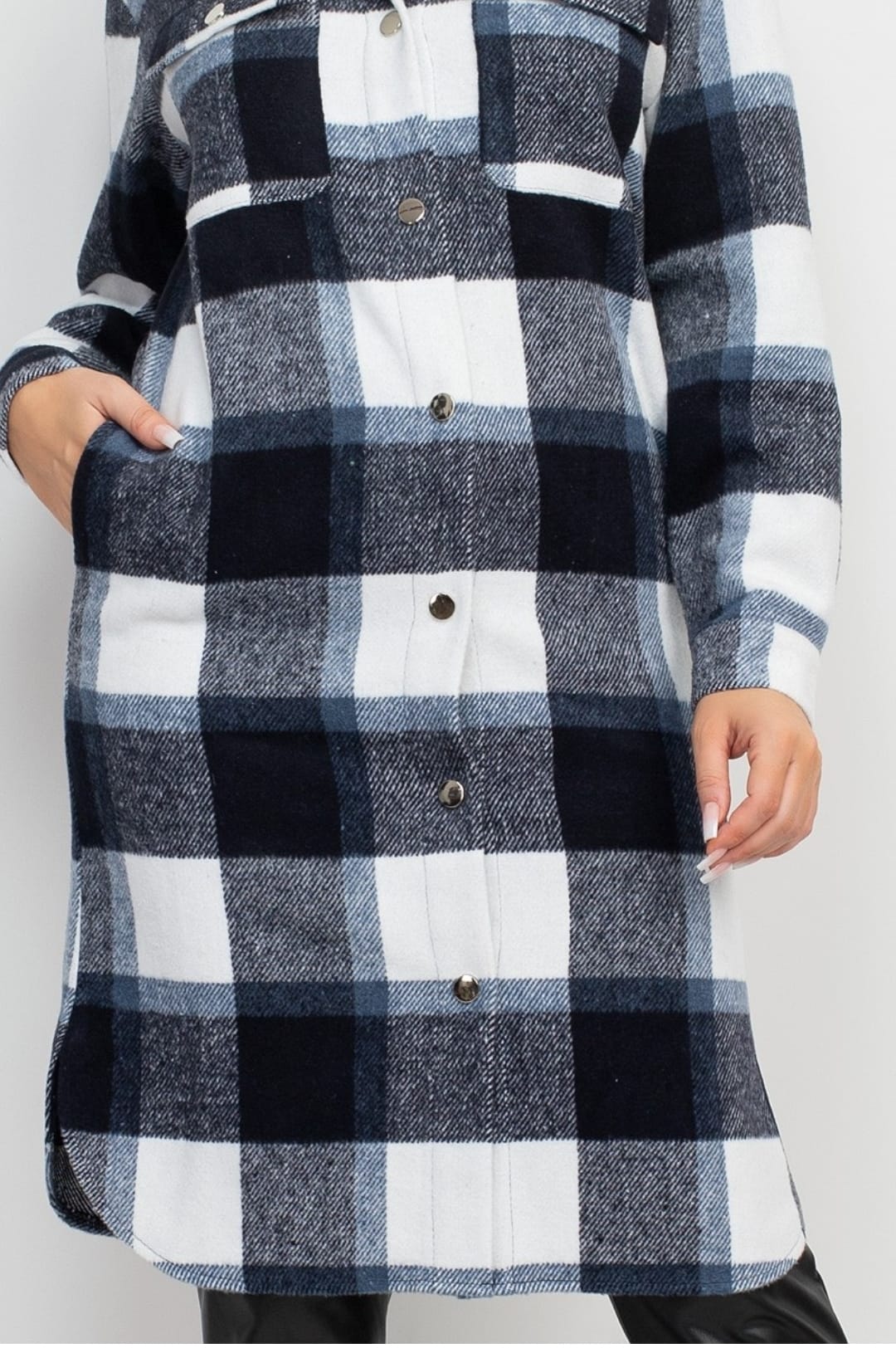 Plaid Buttoned Shacket Coat