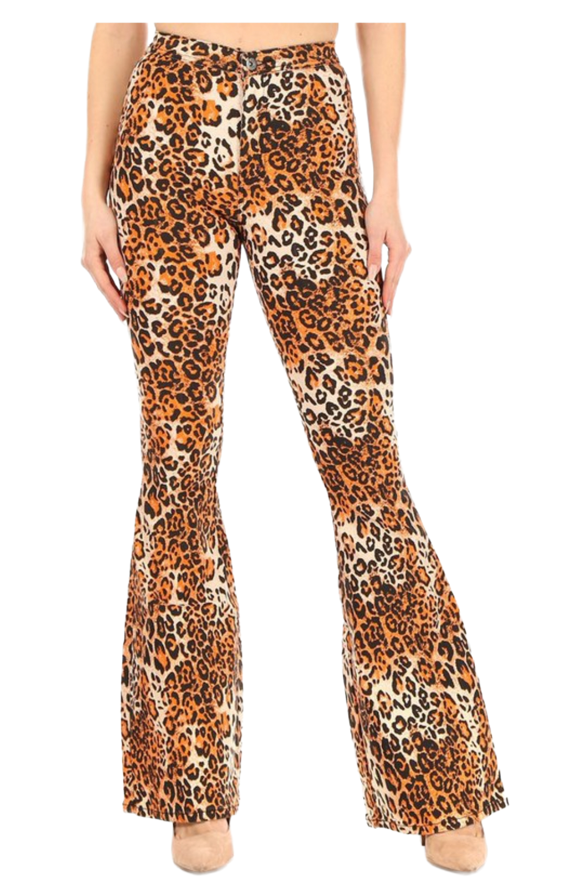 JC JQ High Waist Leopard Print Flared Stretchy Jagging Jeans