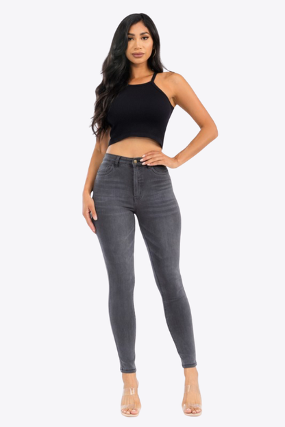 High Waist Skinny Ankle Grey Jeans