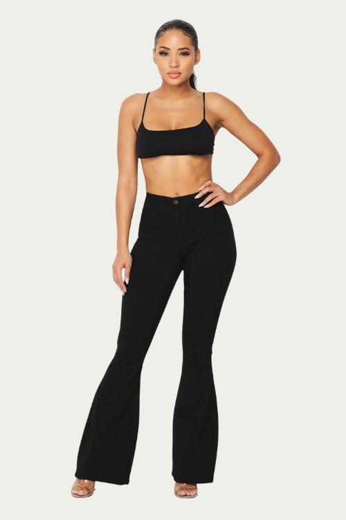 High Waist Flare Bottom Black Denim Jeans