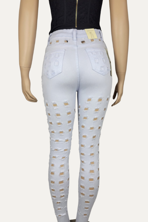 White Distressed High waist Jeans