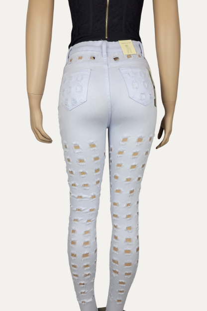 White Distressed High waist Jeans