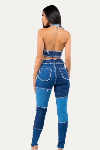 Patch Work Denim Jeans for Women