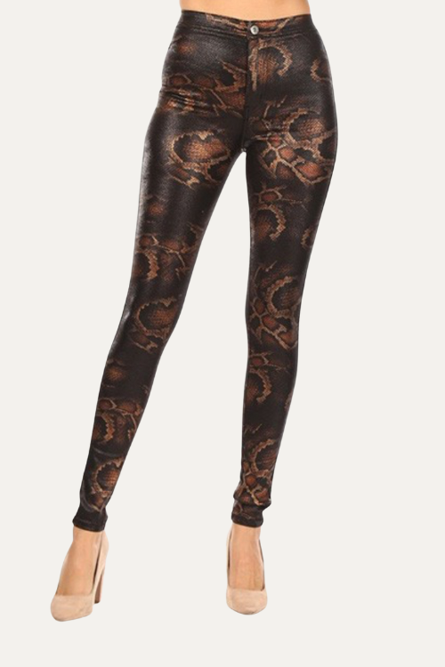 High Waisted Stretch Skinny Snake Print skinny Jeans