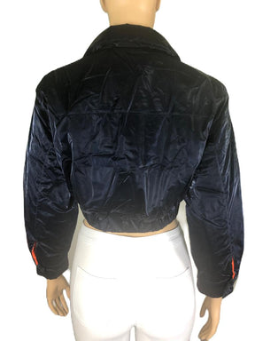 Quilted Padded Cropped Shiny PU Jacket