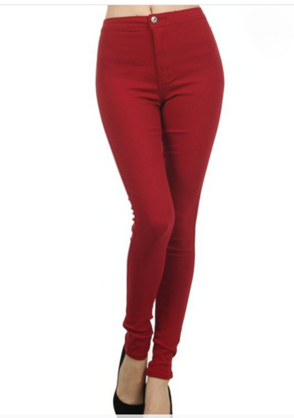 JC JQ High Waist Super stretchy Burgundy Jagging jeans