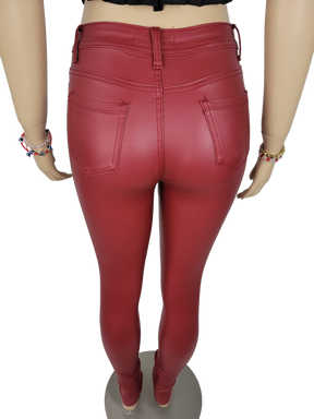 High Waist Shiny Faux leather Jeans for Women