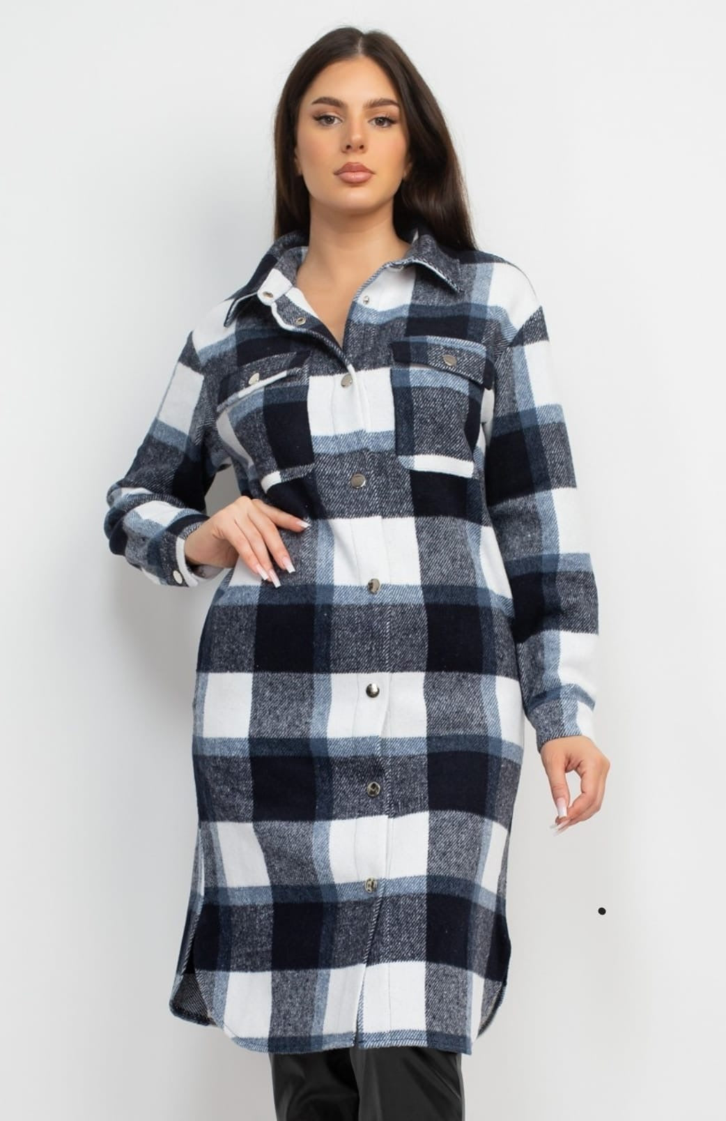 Plaid Buttoned Shacket Coat
