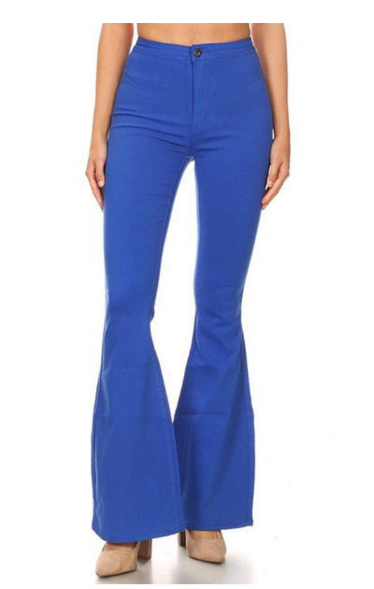 High Waist Flare Bottom Mykonos Blue Jagging Jeans