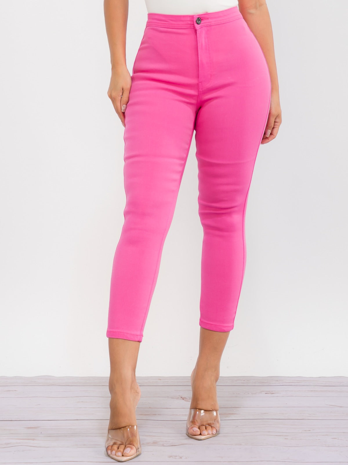 High-Waist Skinny Cropped Croped Jagging Jeans