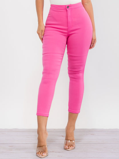 High-Waist Skinny Cropped Croped Jagging Jeans