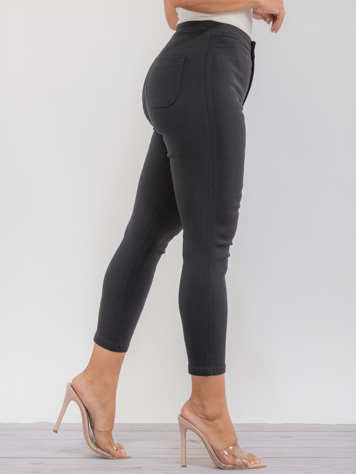 High-Waist Skinny Cropped Croped Jagging Jeans