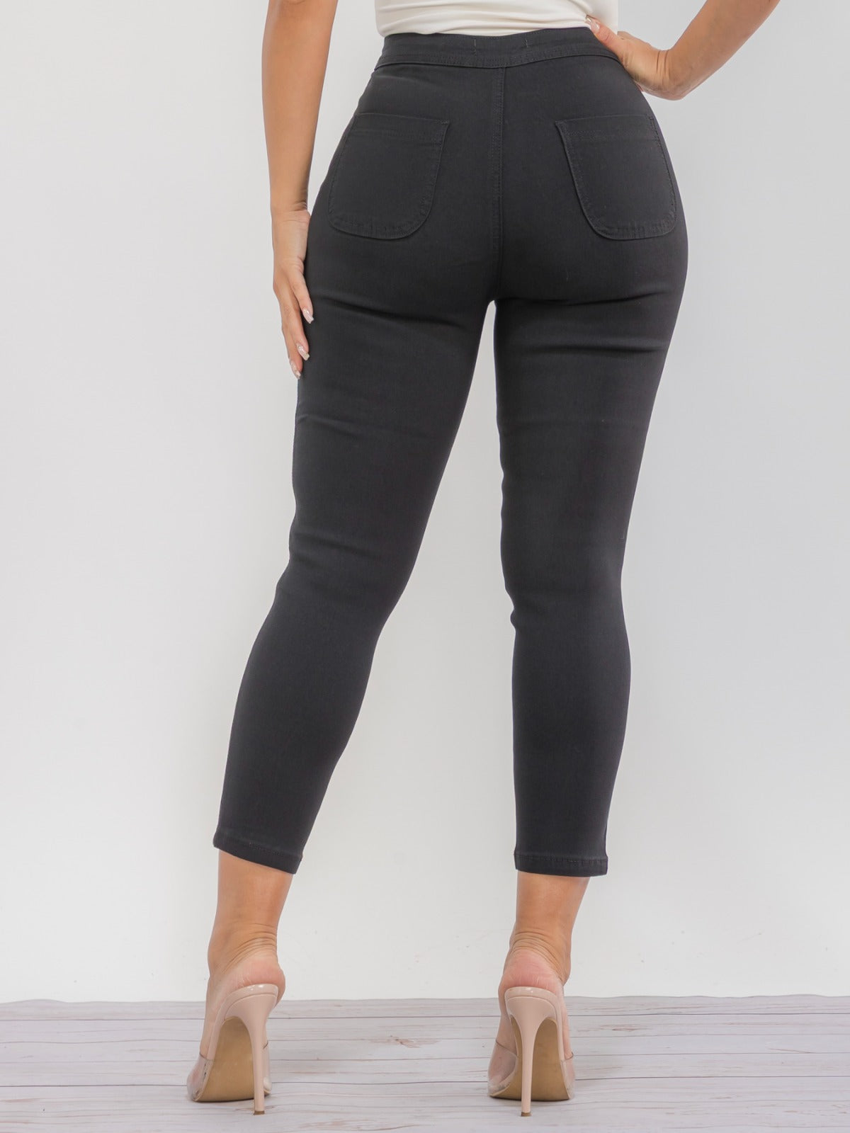 High-Waist Skinny Cropped Croped Jagging Jeans