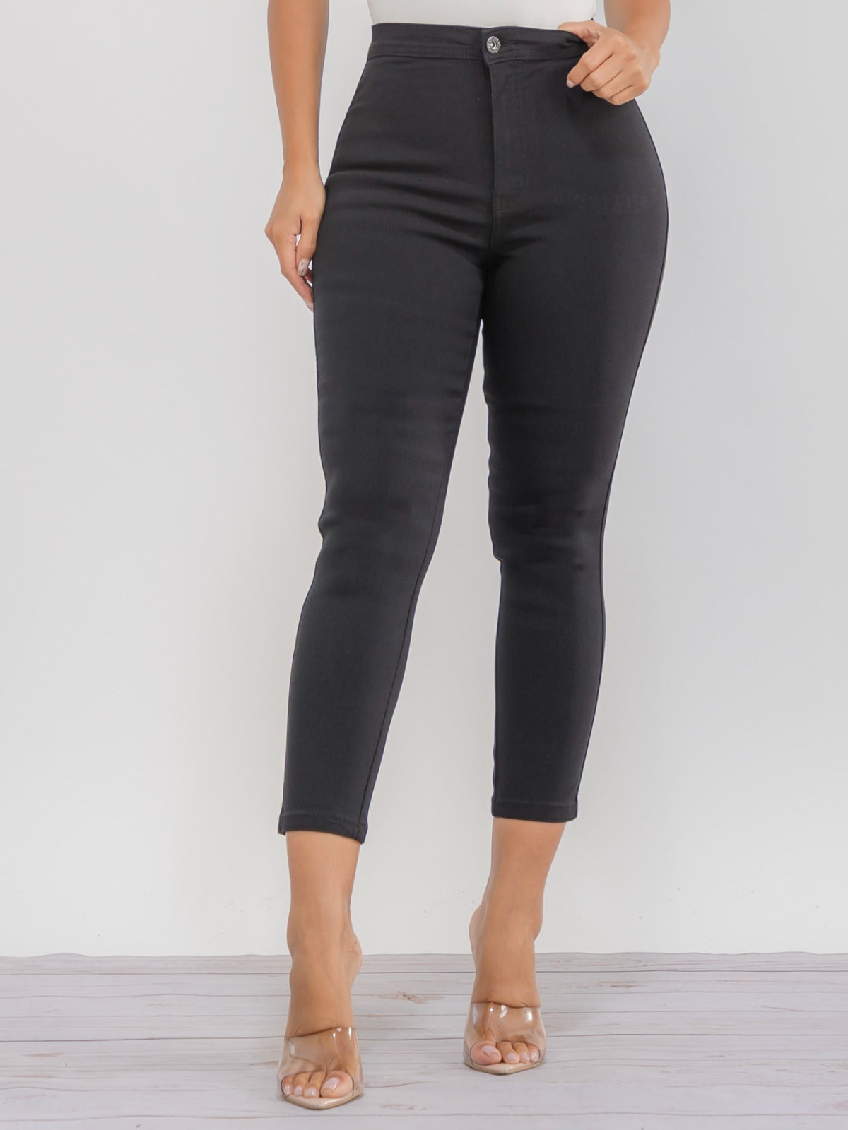 High-Waist Skinny Cropped Croped Jagging Jeans