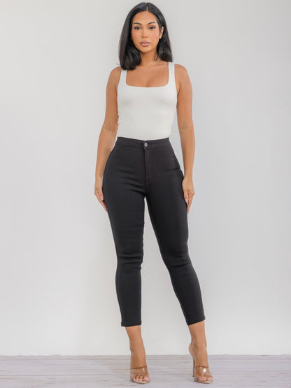 High-Waist Skinny Cropped Croped Jagging Jeans