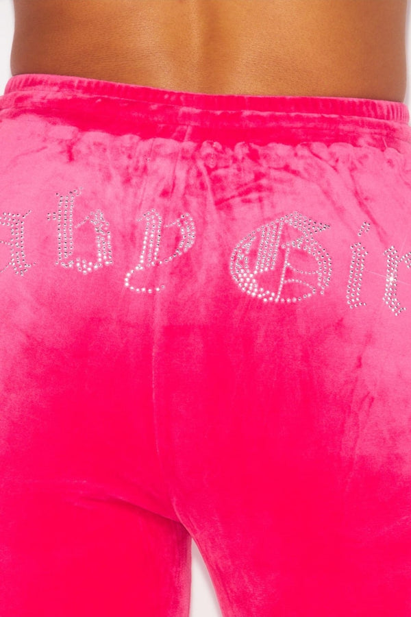 Call Me Baby Girl Rhinestone Velour Flare Pant Set