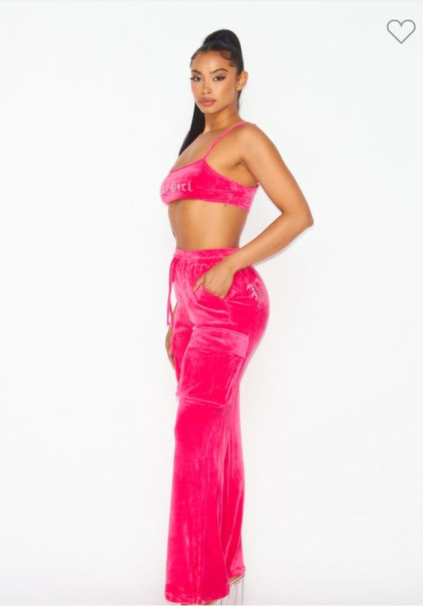 Call Me Baby Girl Rhinestone Velour Flare Pant Set
