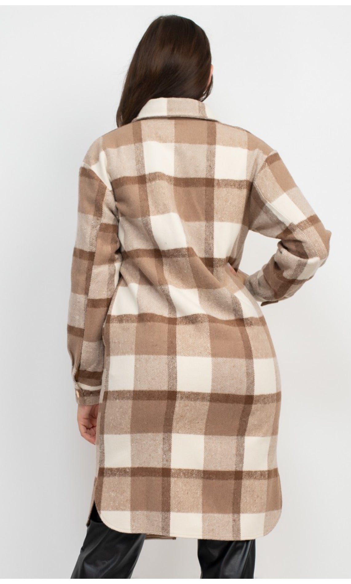 Plaid Buttoned Shacket Coat