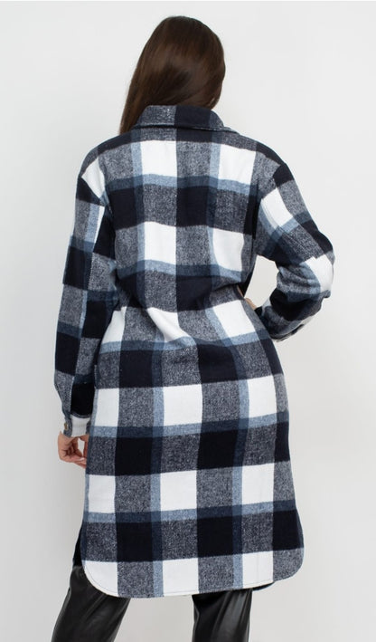 Plaid Buttoned Shacket Coat