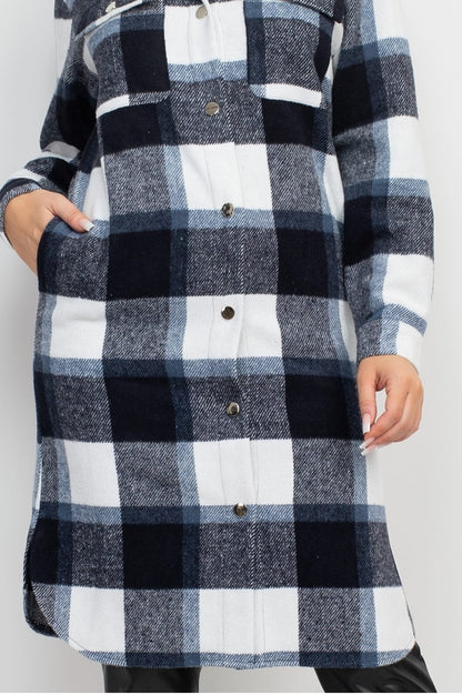 Plaid Buttoned Shacket Coat