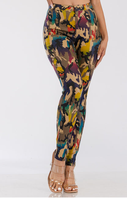 JC JQ High Waist Abstract Camouflage jagging jeans