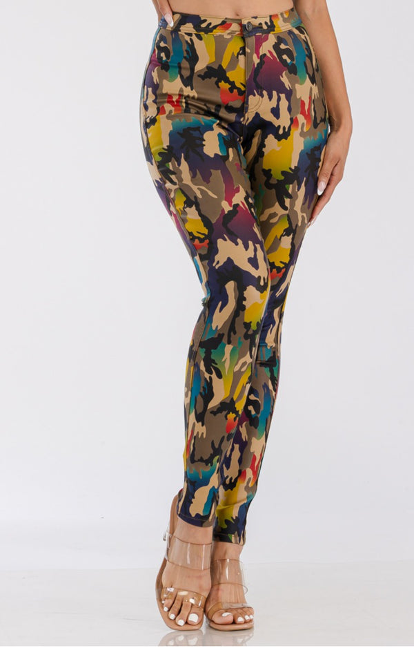 JC JQ High Waist Abstract Camouflage jagging jeans
