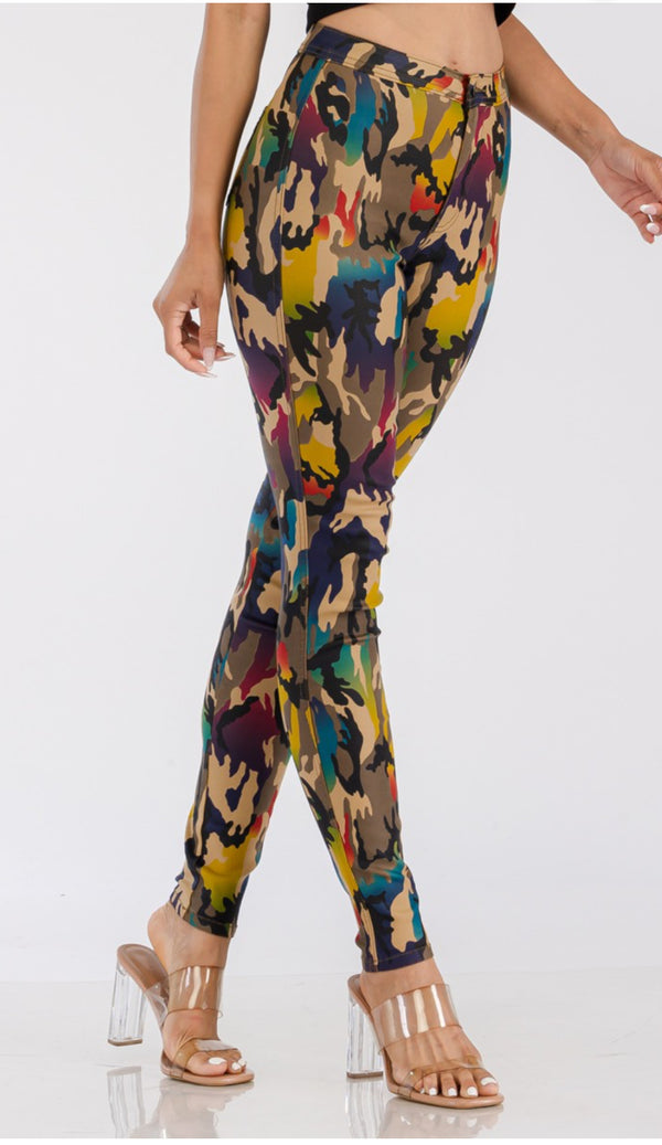 JC JQ High Waist Abstract Camouflage jagging jeans