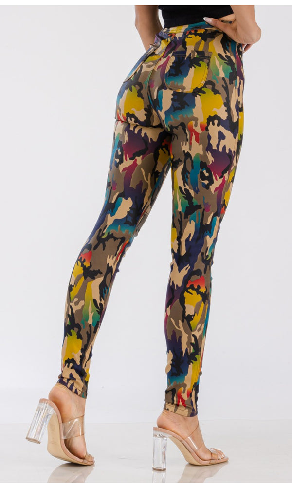 JC JQ High Waist Abstract Camouflage jagging jeans