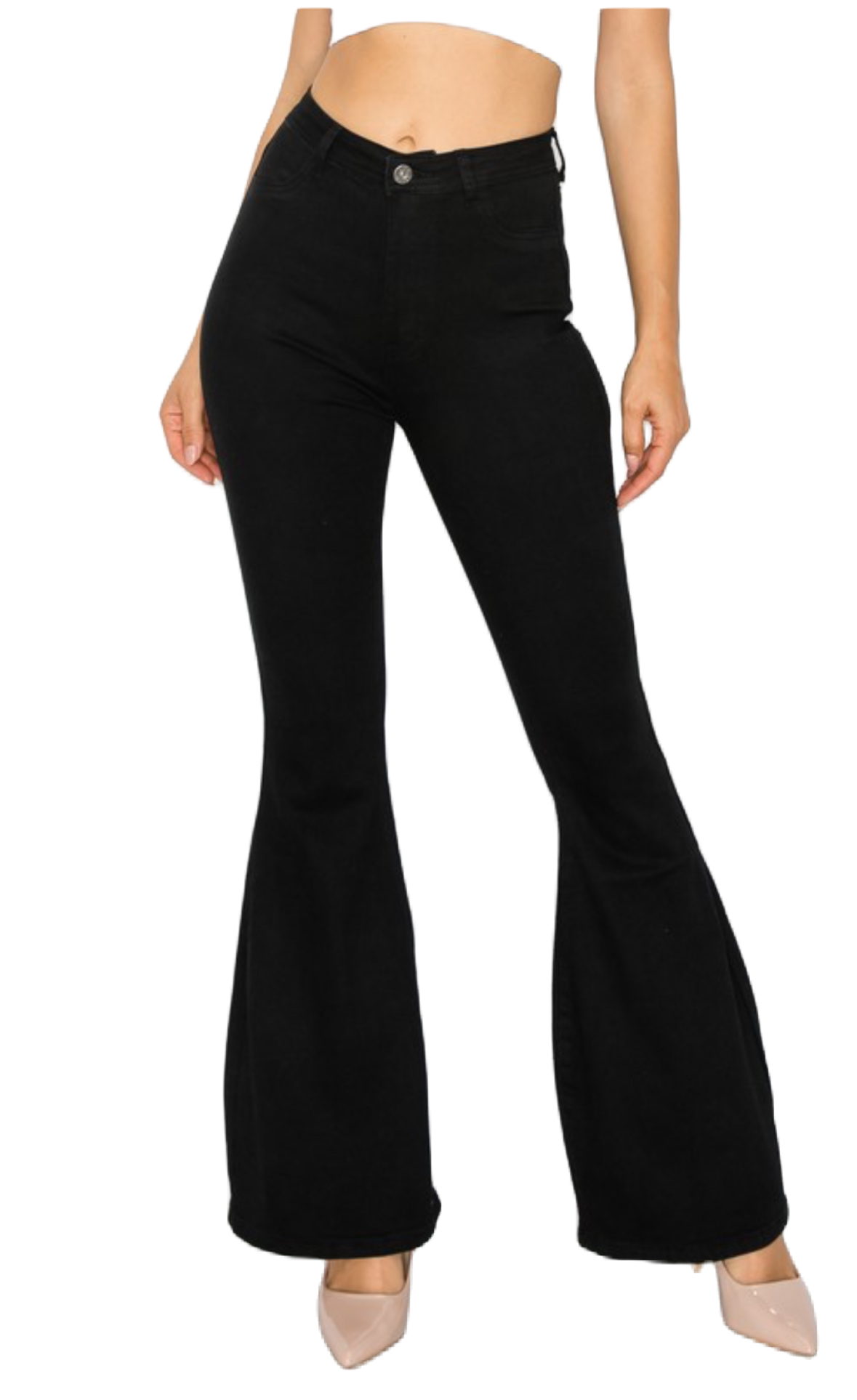 High Waist Flare Bottom Black Denim Jeans