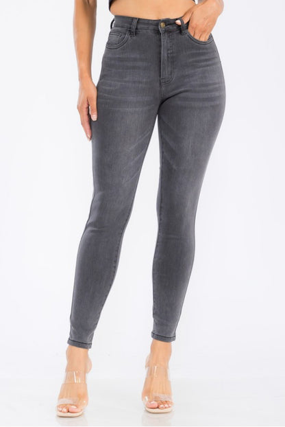 High Waist Skinny Ankle Grey Jeans
