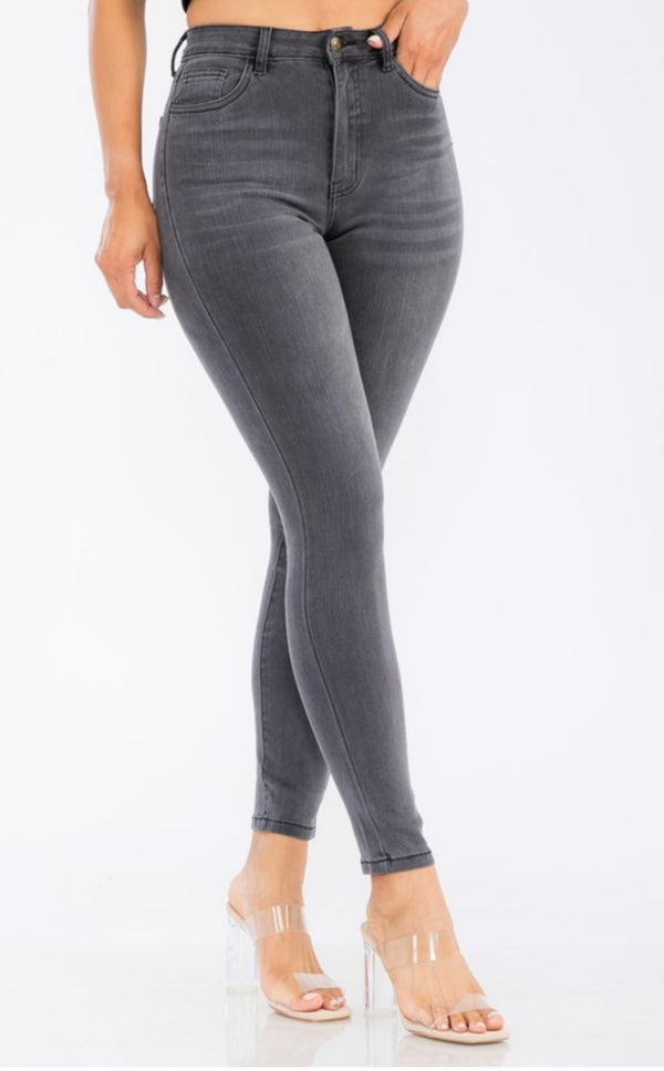 High Waist Skinny Ankle Grey Jeans