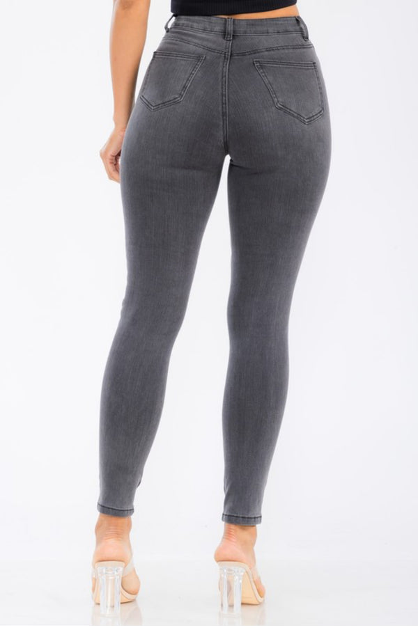 High Waist Skinny Ankle Grey Jeans