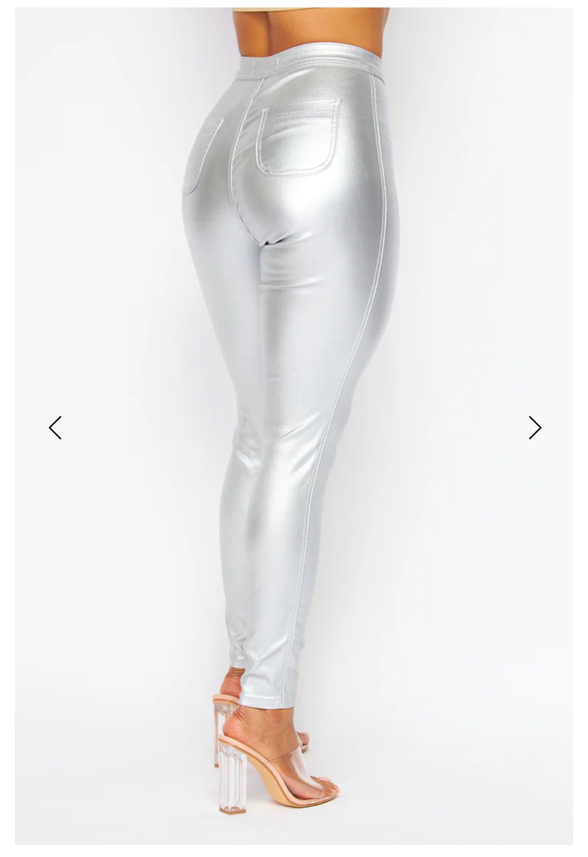High Waist Metallic Shiny Mermaid Jeans