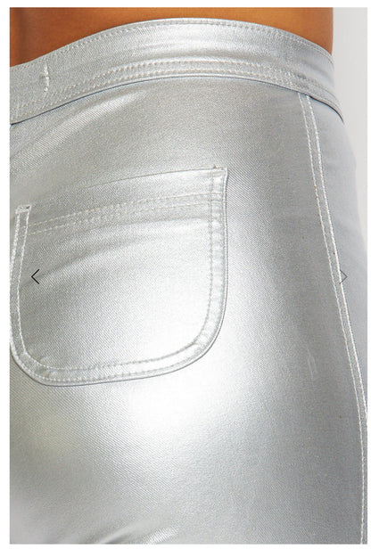 High Waist Metallic Shiny Mermaid Jeans
