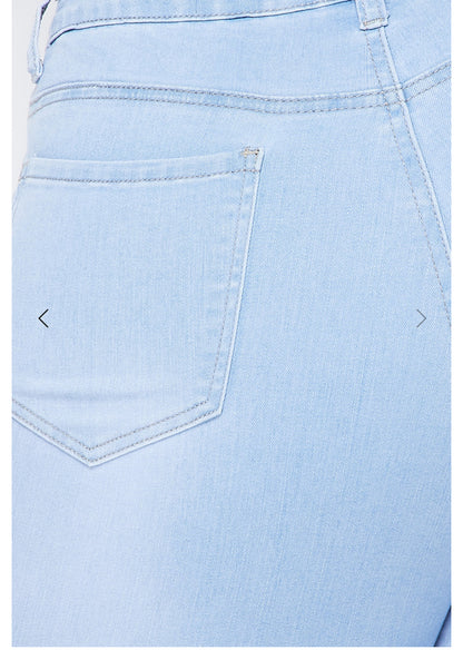 High Waist Flare Bottom Classic Five Button Light Blue Jeans