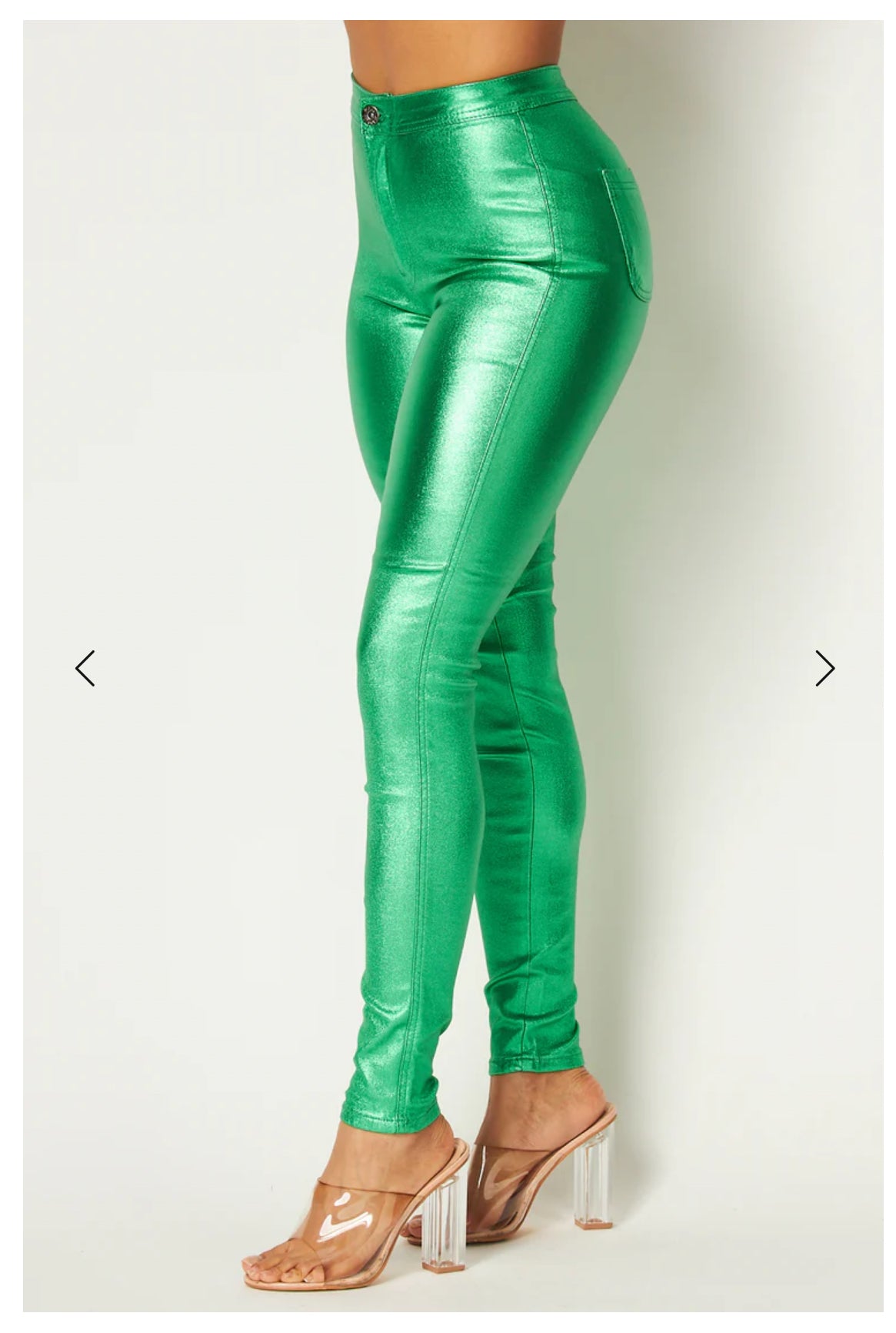 High Waist Metallic Shiny Mermaid Jeans