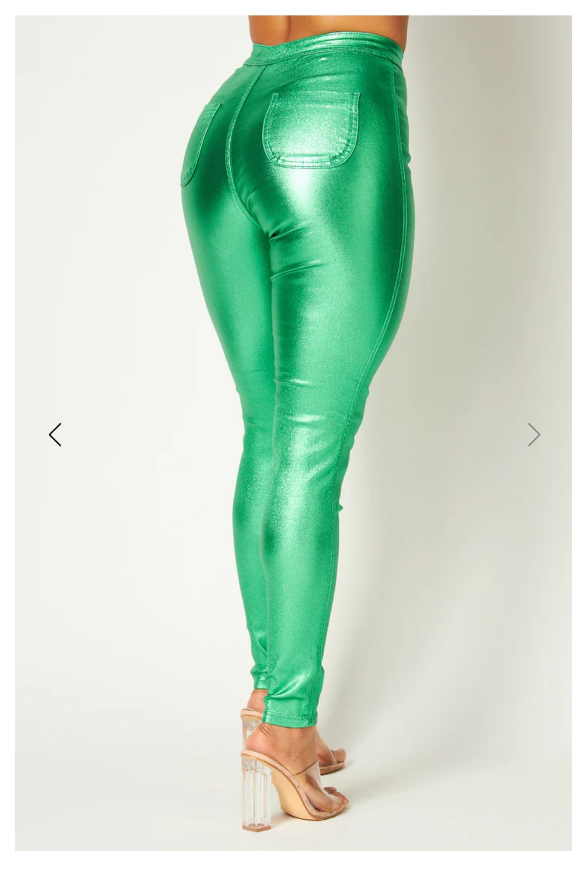 High Waist Metallic Shiny Mermaid Jeans