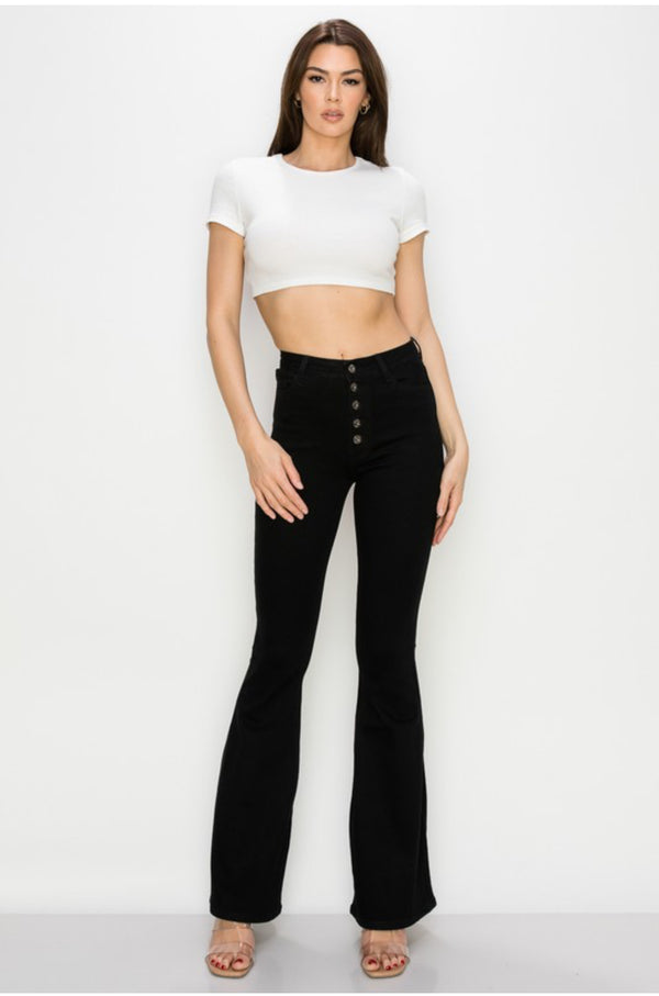 High Waist Flare Bottom Jagging Jeans