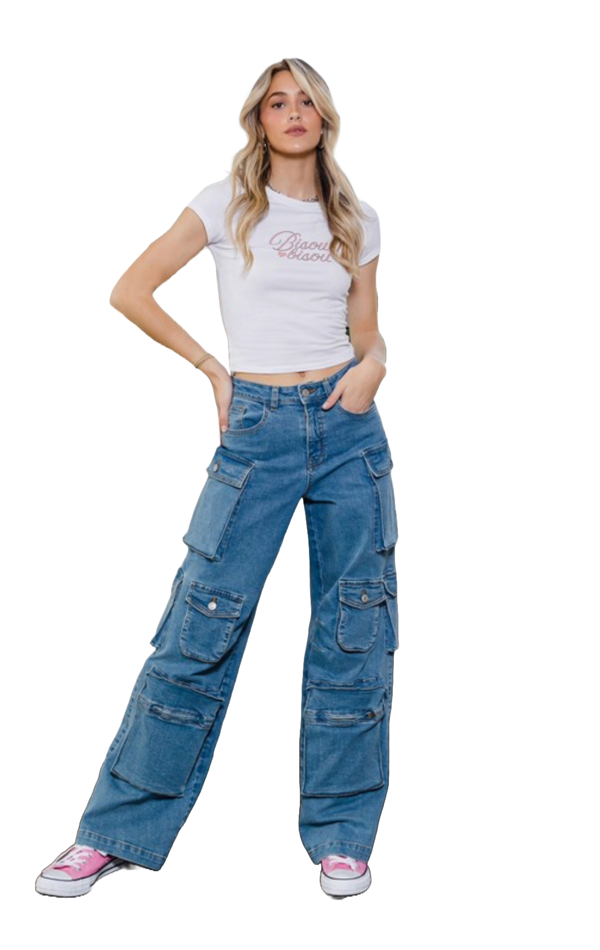 High Waist Relaxed Fit Multi Pocket Cargo Pants