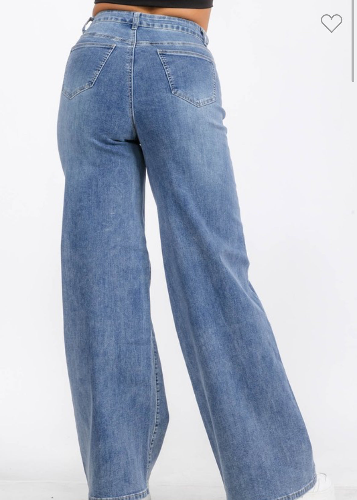 High Waist Denim Wide Leg Straight Jeans