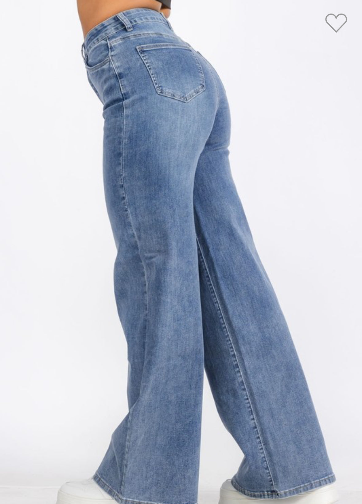 High Waist Denim Wide Leg Straight Jeans