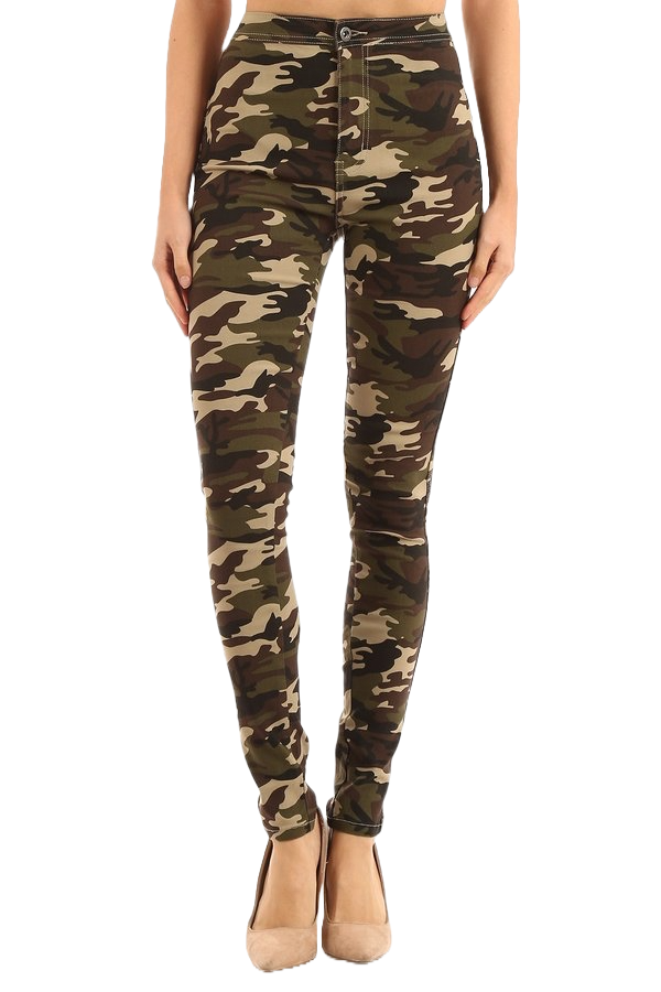 High Waist Stretchy Skinny Fit Camouflage Jagging Jeans