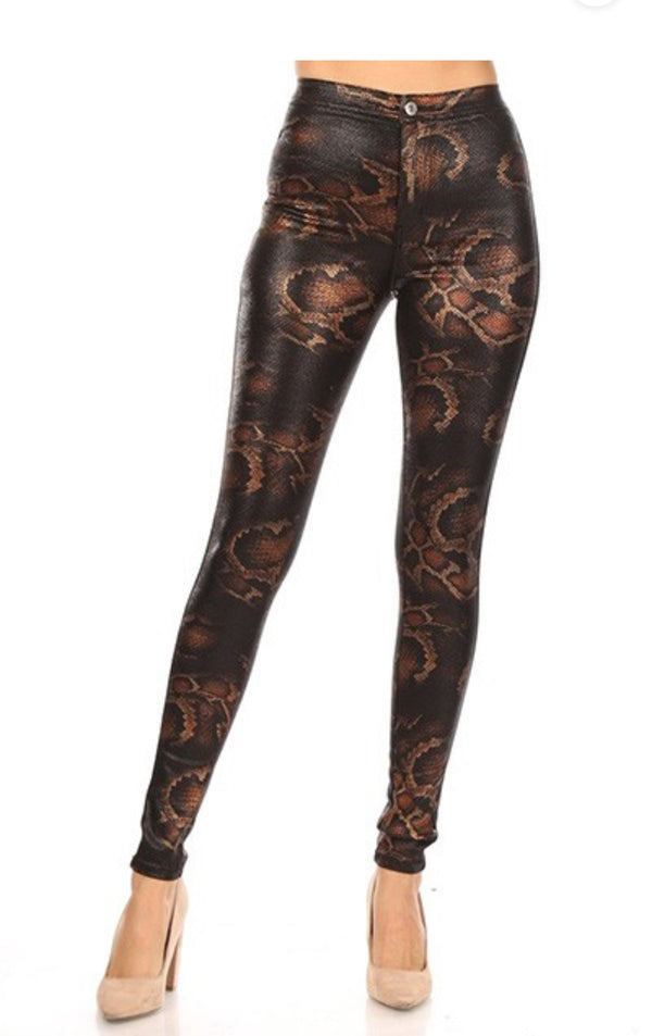 High Waisted Stretch Skinny Snake Print skinny Jeans