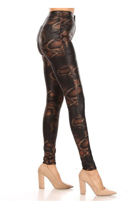 High Waisted Stretch Skinny Snake Print skinny Jeans