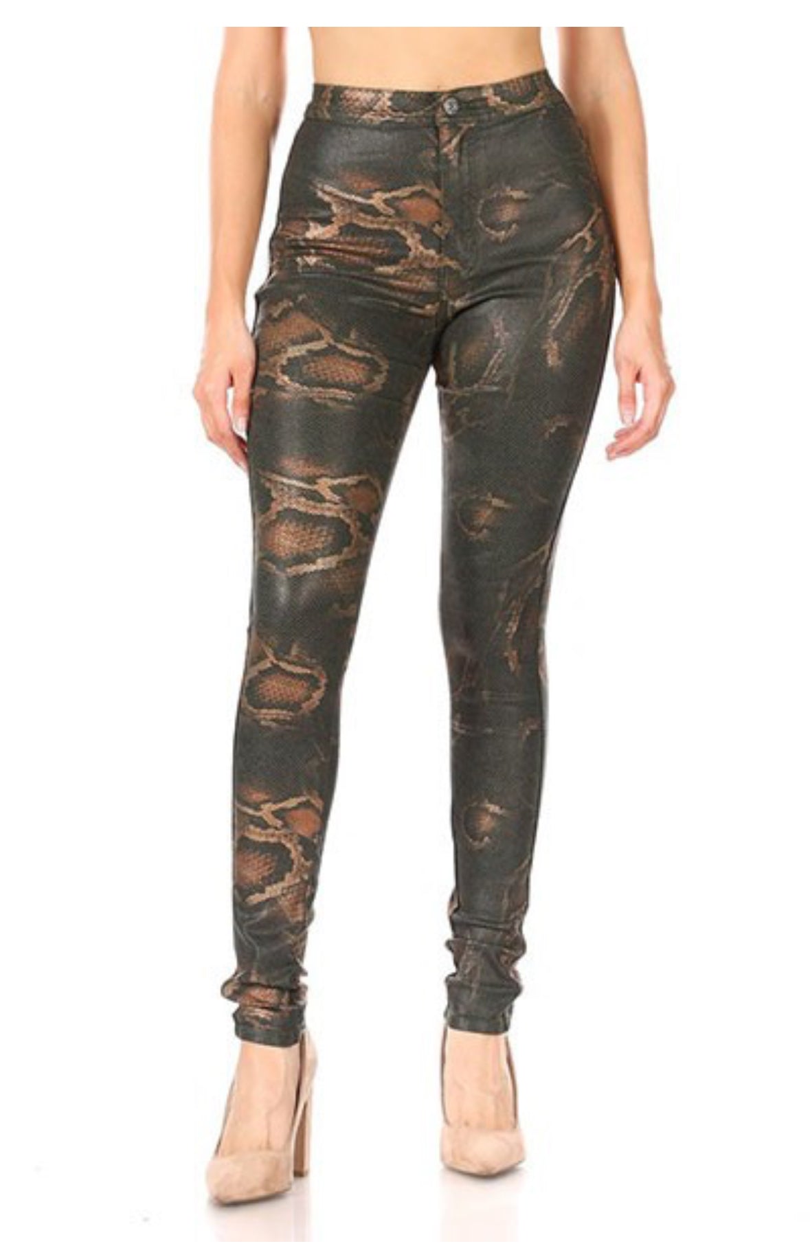 High Waisted Stretch Skinny Snake Print skinny Jeans