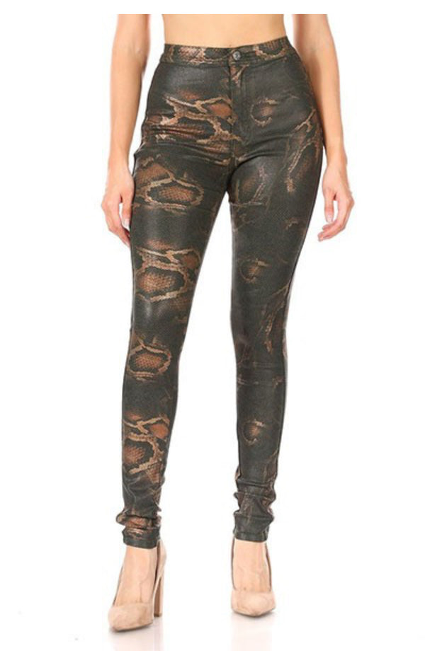 High Waisted Stretch Skinny Snake Print skinny Jeans