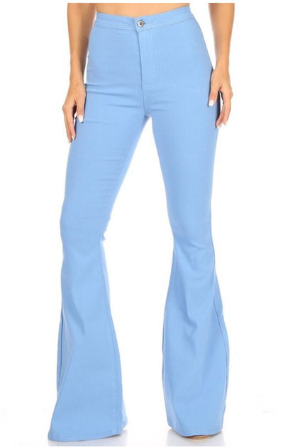 High Waist Flare Bottom Baby Blue Jagging Jeans