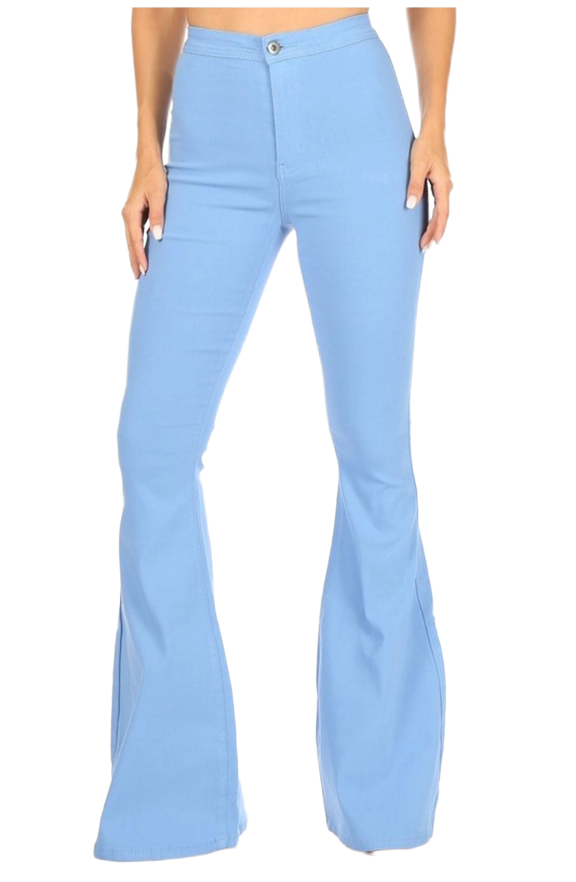 High Waist Flare Bottom Baby Blue Jagging Jeans