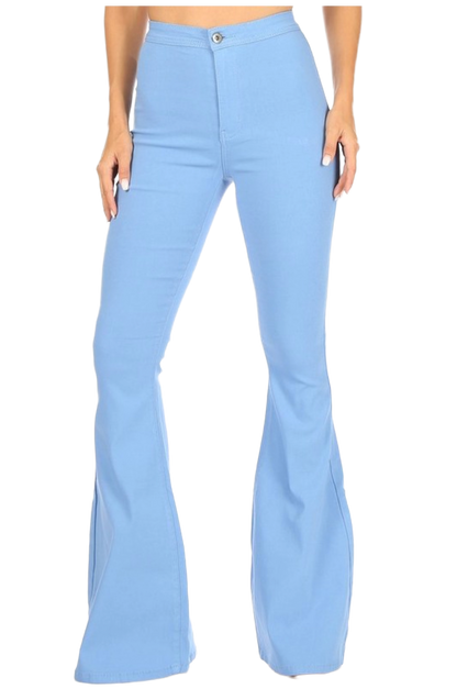 High Waist Flare Bottom Baby Blue Jagging Jeans