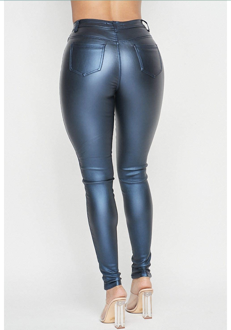 High Waist Metallic Shiny Mermaid Jeans